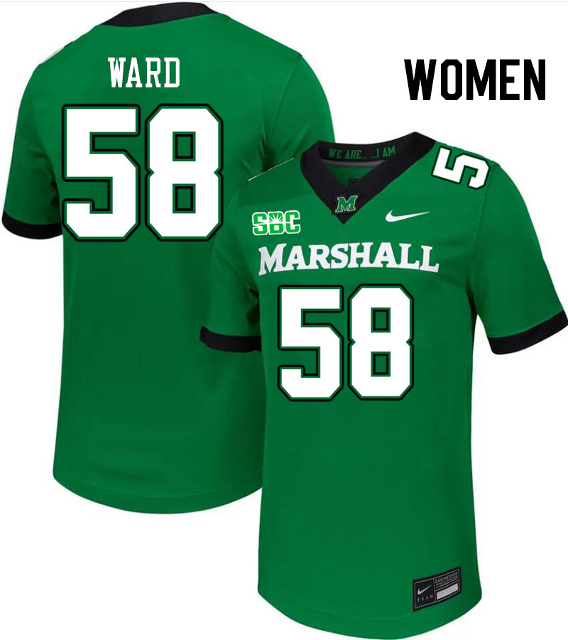 Women #58 Braydin Ward Marshall Thundering Herd SBC Conference College Football Jerseys Stitched-Gre
